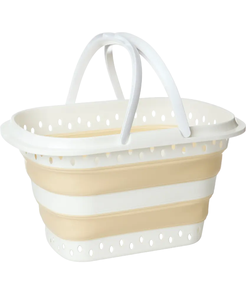 Faltbarer Wäschekorb, weiß/beige