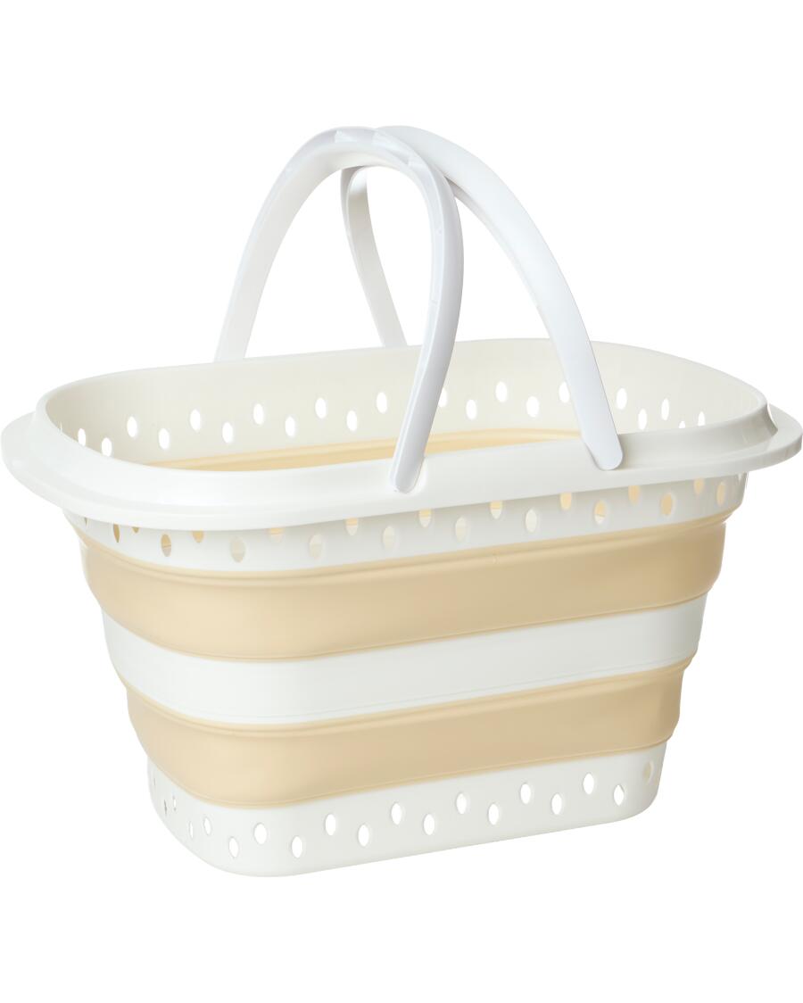 Faltbarer Wäschekorb, weiß/beige