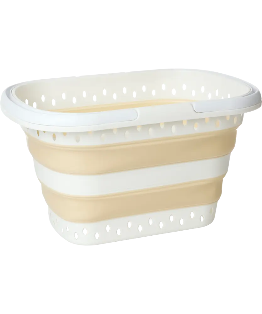 Faltbarer Wäschekorb, weiß/beige