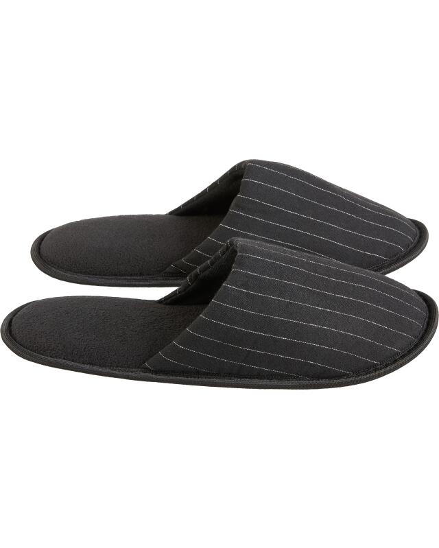 Chaussons à fines rayures homme, noir — KiK, produit allemand authentique au Maroc