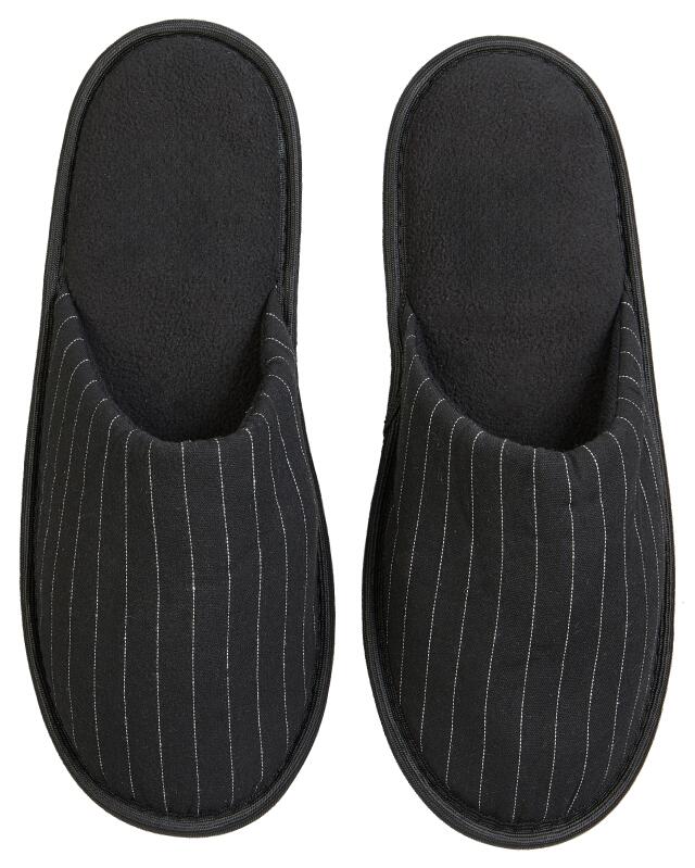 Chaussons à fines rayures homme, noir (KiK Hausschuhe Nadelstreifen (schwarz)) — KiK, produit allemand authentique au Maroc