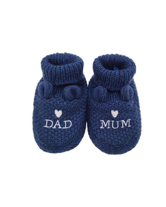 حذاء أطفال من التريكو للرضيع، كحلي (KiK Gestrickte Babyschuhe (dunkelblau)) — KiK, منتج ألماني أصلي في المغرب