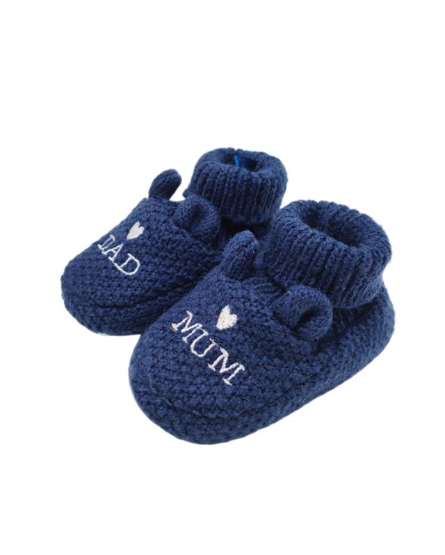 حذاء أطفال من التريكو للرضيع، كحلي (KiK Gestrickte Babyschuhe (dunkelblau)) — KiK, منتج ألماني أصلي في المغرب
