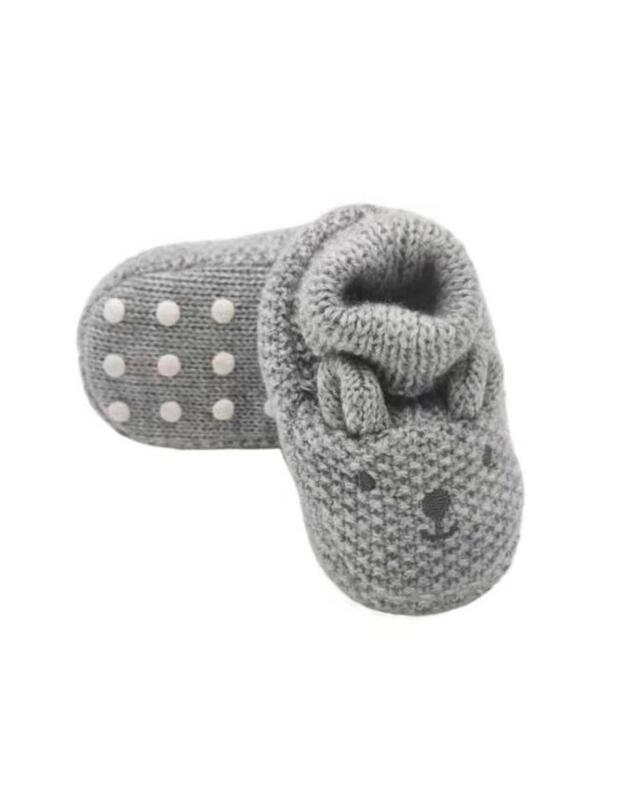 Chaussons bébé en tricot garçon, gris clair chiné — KiK, produit allemand authentique au Maroc
