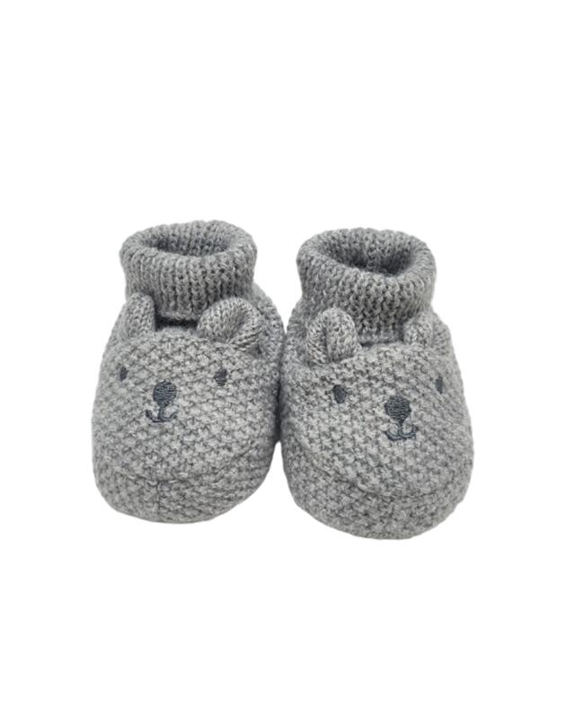 Knitted baby booties for boys, light grey marl (KiK Gestrickte Babyschuhe (hellgrau melange)) — KiK, authentic German product in Morocco