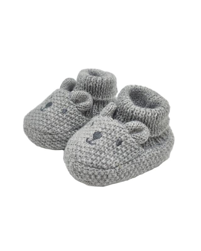 Knitted baby booties for boys, light grey marl (KiK Gestrickte Babyschuhe (hellgrau melange)) — KiK, authentic German product in Morocco