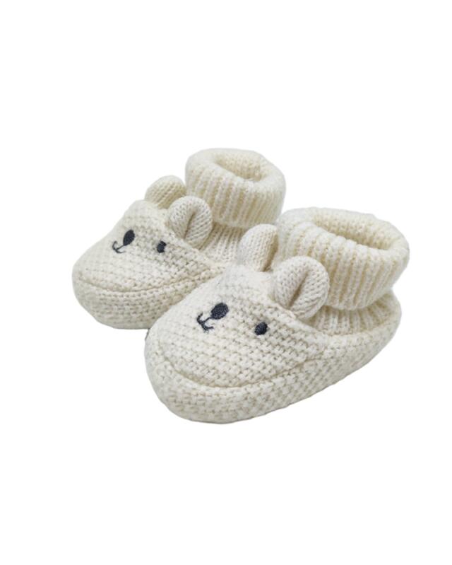 حذاء أطفال من التريكو للرضيع، أبيض كسري (KiK Gestrickte Babyschuhe (offwhite)) — KiK, منتج ألماني أصلي في المغرب