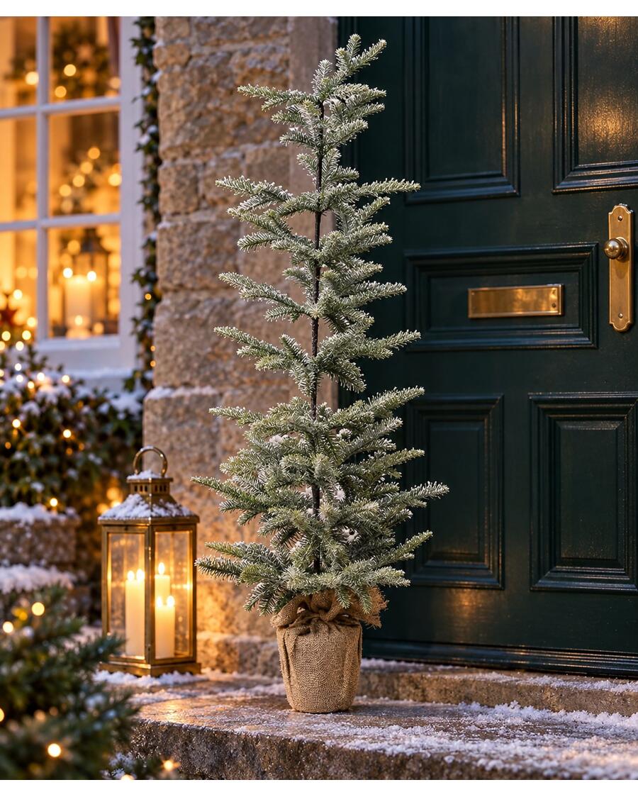 Kunsttanne Weihnachten, grün/weiß