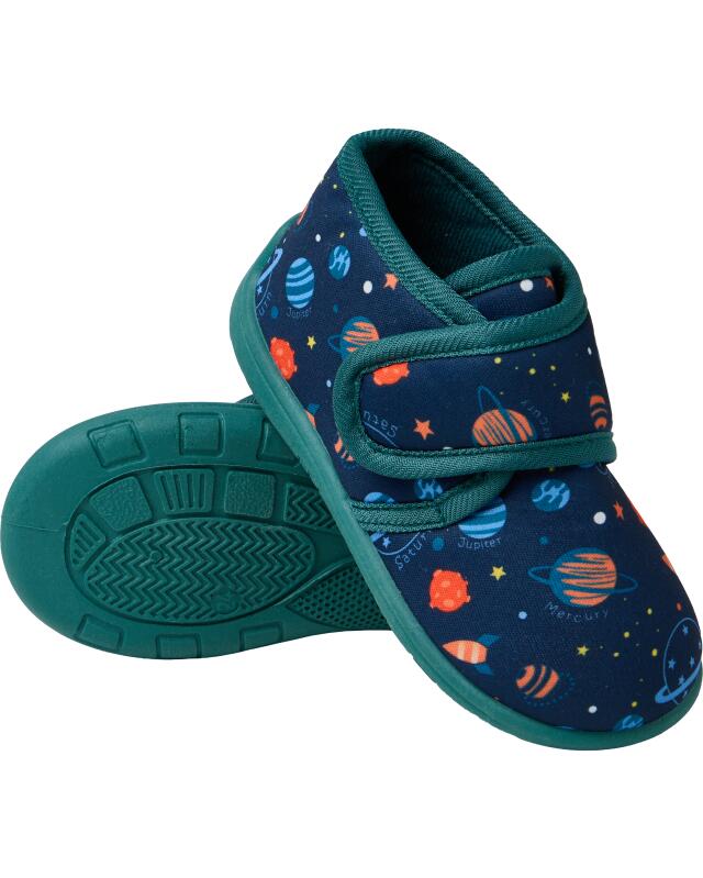 Chaussons de maternelle espace garçon, bleu imprimé — KiK, produit allemand authentique au Maroc