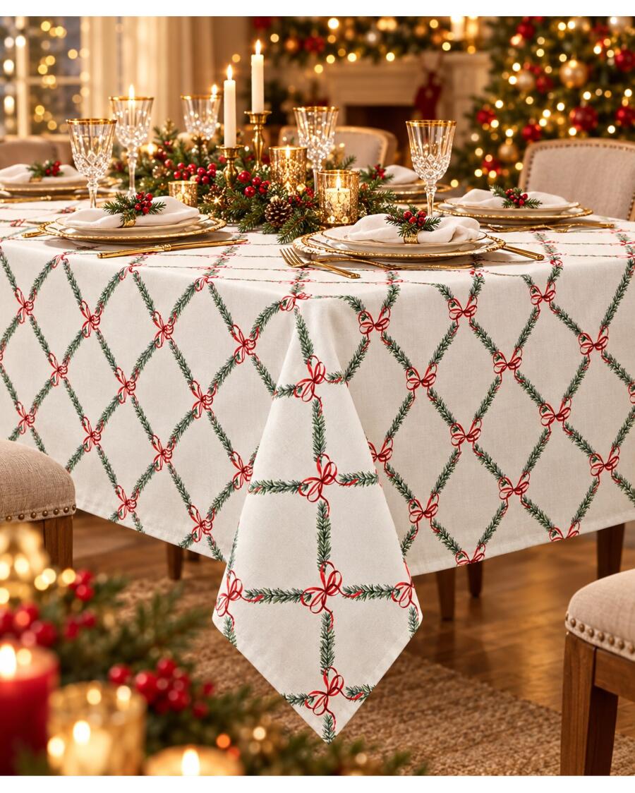 Tischdecke Weihnachten, weiß bedruckt