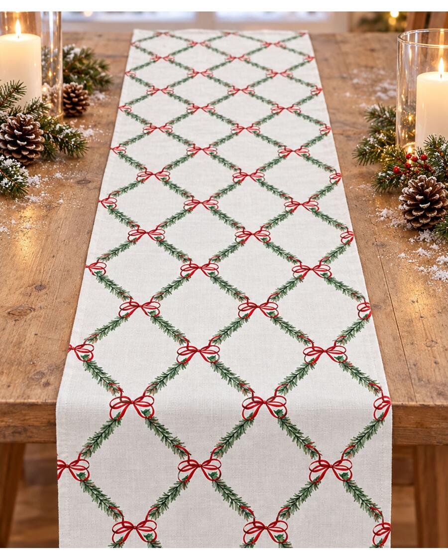 Tischläufer Weihnachten, weiß bedruckt