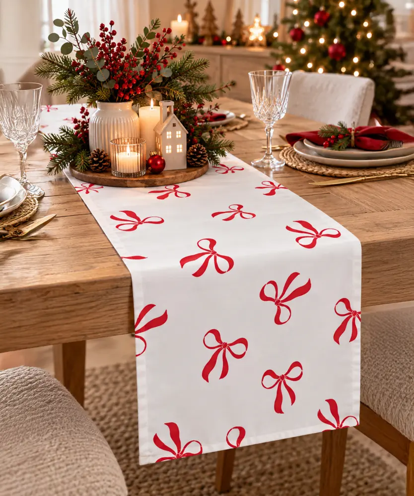 Tischläufer Weihnachten, weiß bedruckt