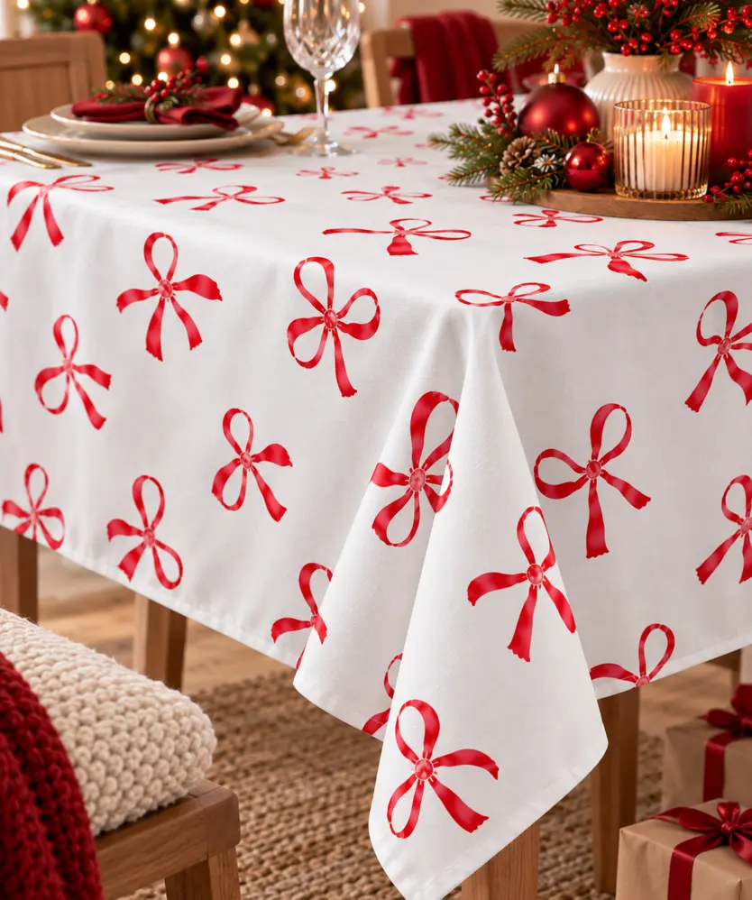 Tischdecke Weihnachten, weiß bedruckt