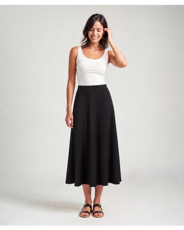 Textured twill skirt for women, black — KiK, authentic German product in Morocco