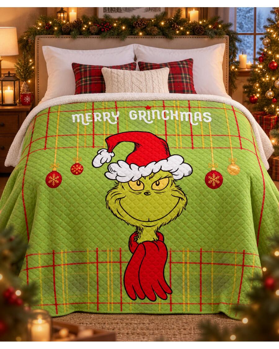 Tagesdecke Weihnachten, grün, Grinch