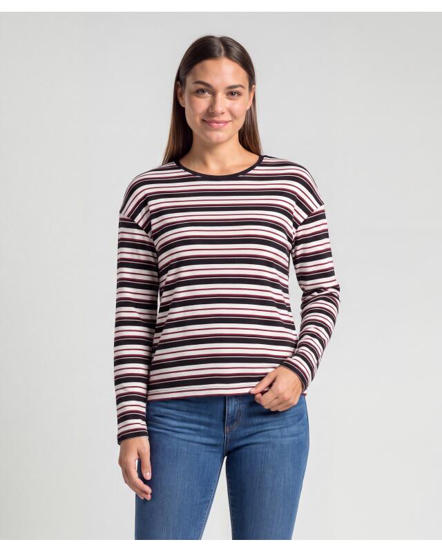 تيشيرت واسع بأكمام طويلة للنساء، أبيض/أسود (KiK Langarmshirt Oversize (weiß/schwarz)) — KiK, منتج ألماني أصلي في المغرب