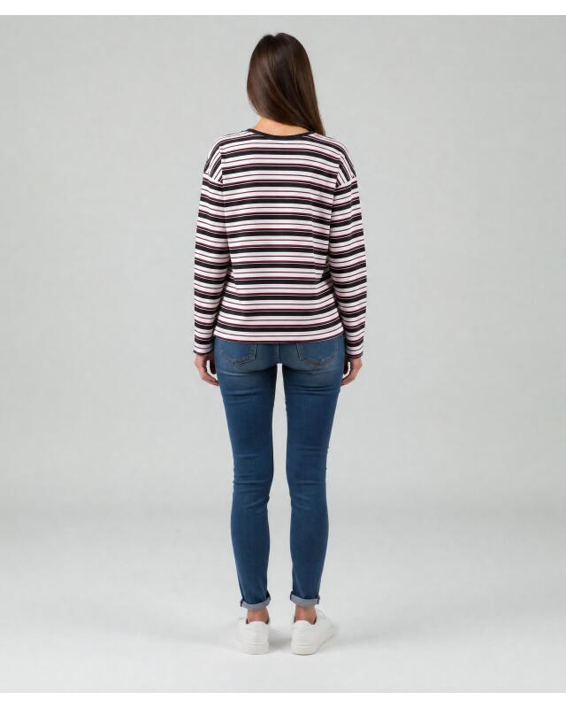 تيشيرت واسع بأكمام طويلة للنساء، أبيض/أسود (KiK Langarmshirt Oversize (weiß/schwarz)) — KiK, منتج ألماني أصلي في المغرب