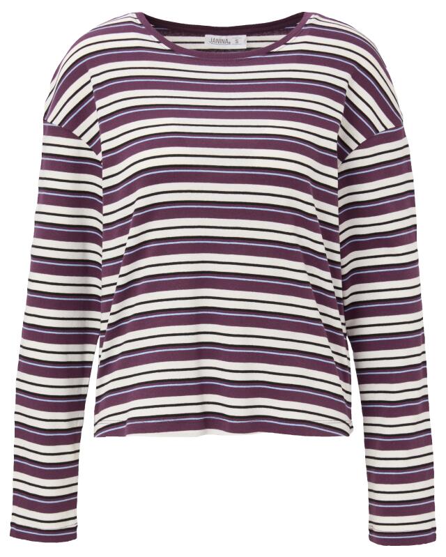 T-shirt manches longues oversize femme, rouge/blanc (KiK Langarmshirt Oversize (rot/weiß)) — KiK, produit allemand authentique au Maroc