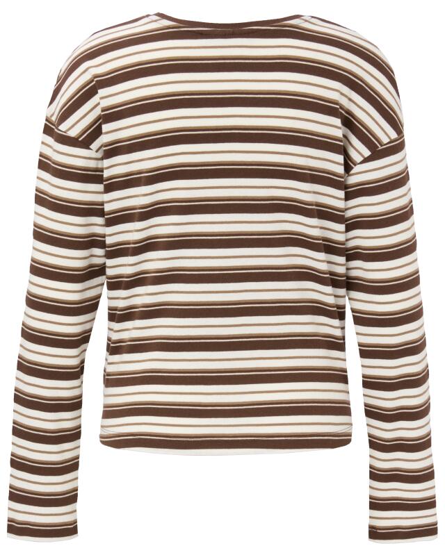 تيشيرت واسع بأكمام طويلة للنساء، بيج/أبيض (KiK Langarmshirt Oversize (beige/weiß)) — KiK, منتج ألماني أصلي في المغرب
