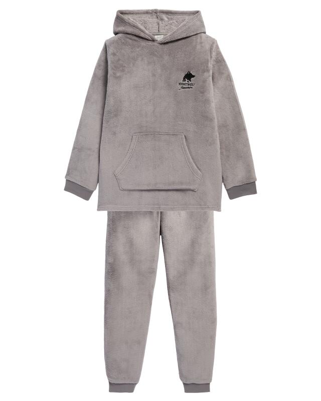Pyjama à haut à capuche garçon, gris clair (KiK Pyjama mit Kapuzenoberteil (hellgrau)) — KiK, produit allemand authentique au Maroc
