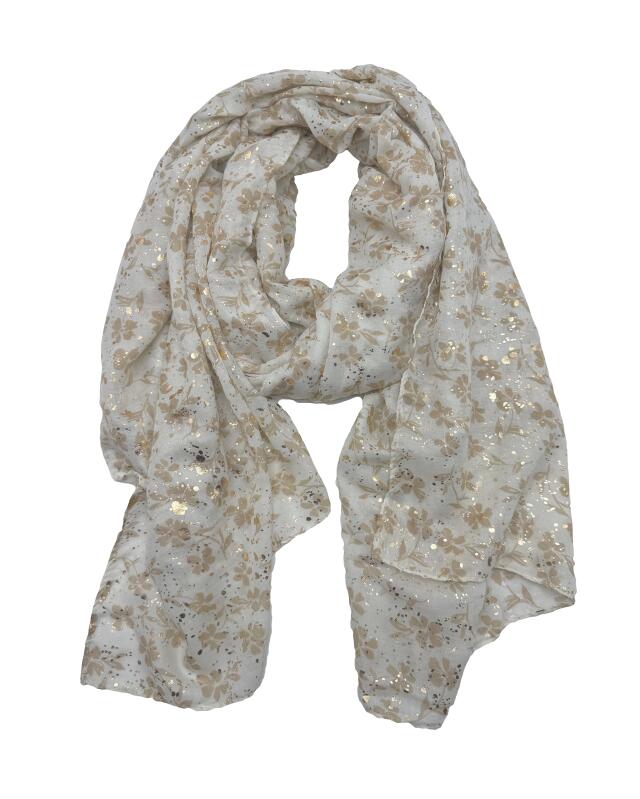 Écharpe à imprimé métallisé femme, blanc cassé — KiK, produit allemand authentique au Maroc