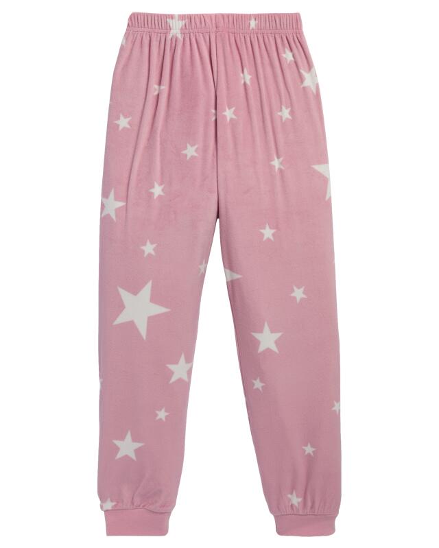 Pyjama moelleux à motif étoiles fille, rose (KiK Flauschiger Pyjama mit Sternenmuster (rosa)) — KiK, produit allemand authentique au Maroc