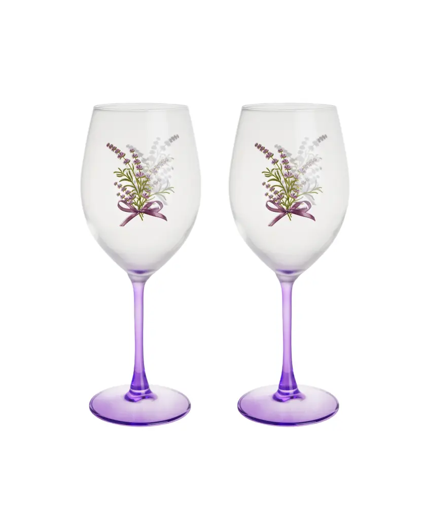 Weingläser Lavendel, lila gemustert