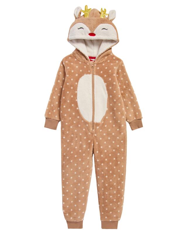 جمبسوت نوم لعيد الميلاد للبنات، بني فاتح (KiK Schlaf-Jumpsuit Weihnachten (hellbraun)) — KiK, منتج ألماني أصلي في المغرب