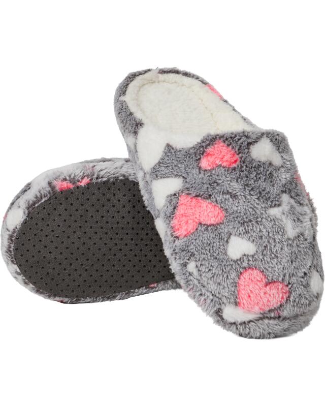Chaussons en peluche femme, gris (KiK Plüsch-Hausschuhe (grau)) — KiK, produit allemand authentique au Maroc