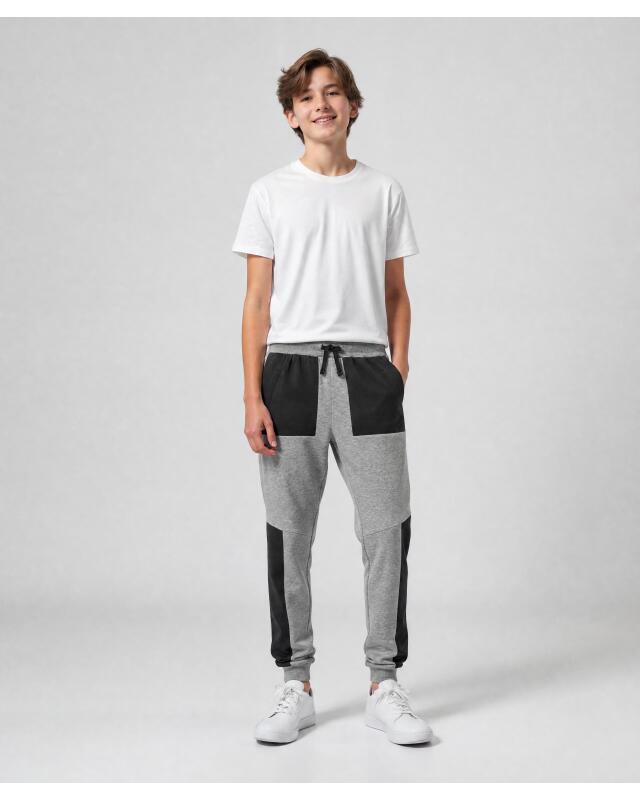 سروال رياضي للجري بإضافات من النايلون للأولاد، رمادي مبرقش (KiK Jogging-Sporthose mit Nylon-Einsätzen (grau melange)) — KiK, منتج ألماني أصلي في المغرب
