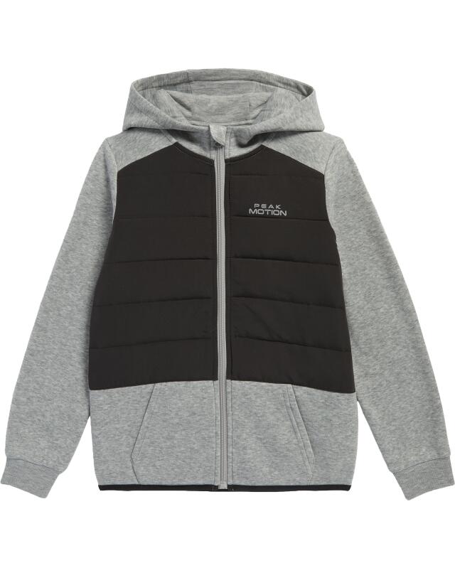 Veste sweat zippée de sport à capuche garçon, gris chiné (KiK Sport-Sweatjacke mit Kapuze (grau melange)) — KiK, produit allemand authentique au Maroc