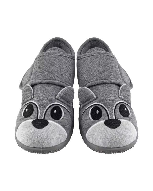 Dog kindergarten slippers for boys, grey (KiK Kindergartenschuhe Hund (grau)) — KiK, authentic German product in Morocco
