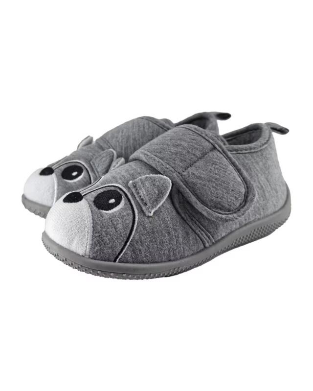 Dog kindergarten slippers for boys, grey (KiK Kindergartenschuhe Hund (grau)) — KiK, authentic German product in Morocco