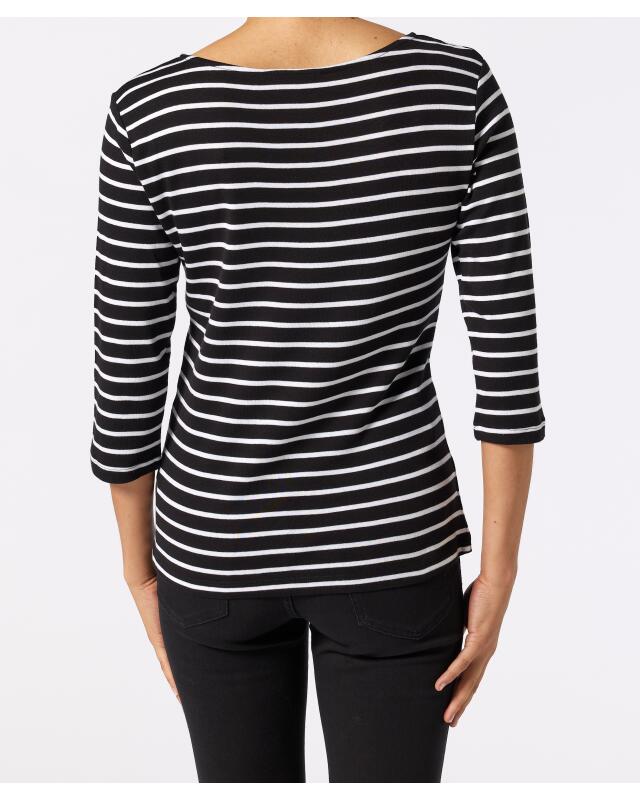 Top with 3/4 sleeves for women, black/white (KiK Shirt mit 3/4-Ärmeln (schwarz/weiß)) — KiK, authentic German product in Morocco