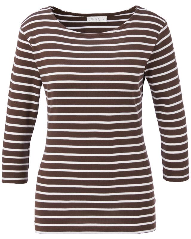 تيشيرت بأكمام 3/4 للنساء، بني/أبيض (KiK Shirt mit 3/4-Ärmeln (braun/weiß)) — KiK, منتج ألماني أصلي في المغرب