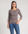 Shirt mit 3/4-Ärmeln braun/weiß