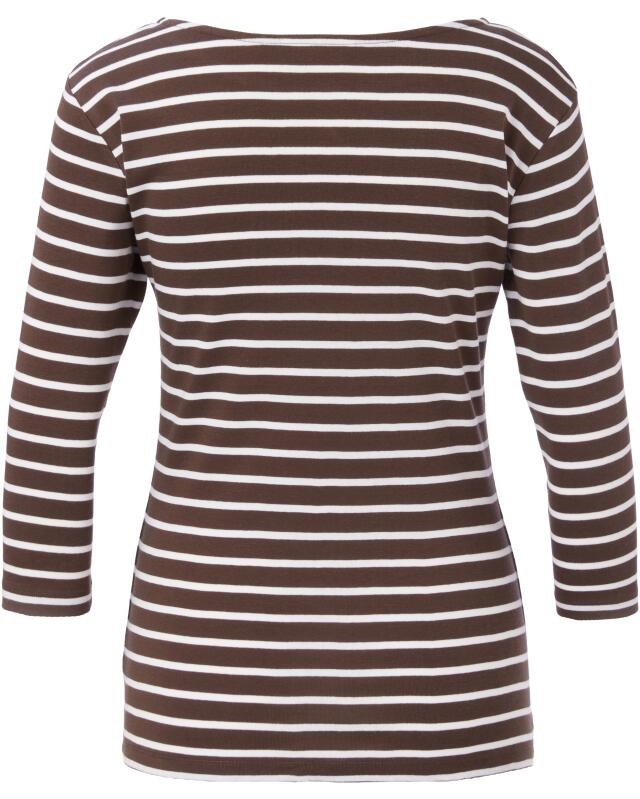 تيشيرت بأكمام 3/4 للنساء، بني/أبيض (KiK Shirt mit 3/4-Ärmeln (braun/weiß)) — KiK, منتج ألماني أصلي في المغرب