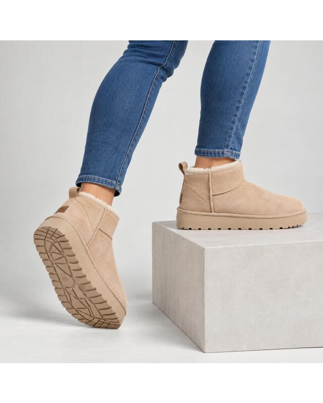 Boots à plateforme femme, beige — KiK, produit allemand authentique au Maroc