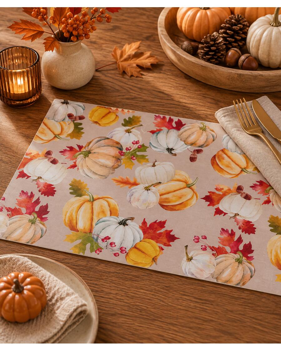 Platzsets mit Herbstmotiv, cremefarben/beige