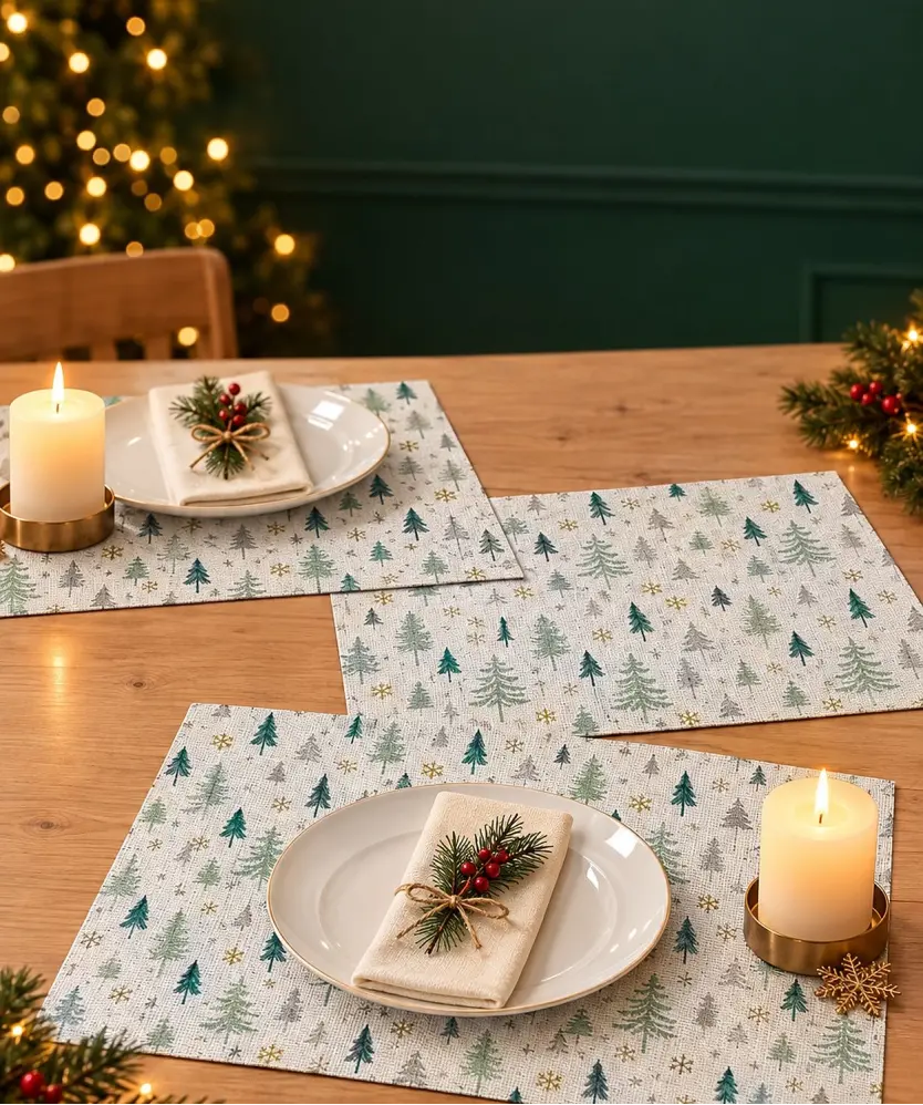 Platzsets Weihnachten, weiß bedruckt