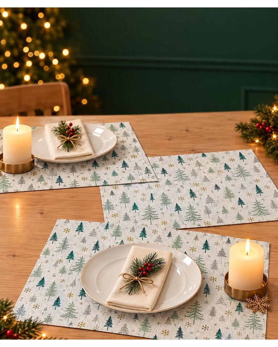 Platzsets Weihnachten, weiß bedruckt