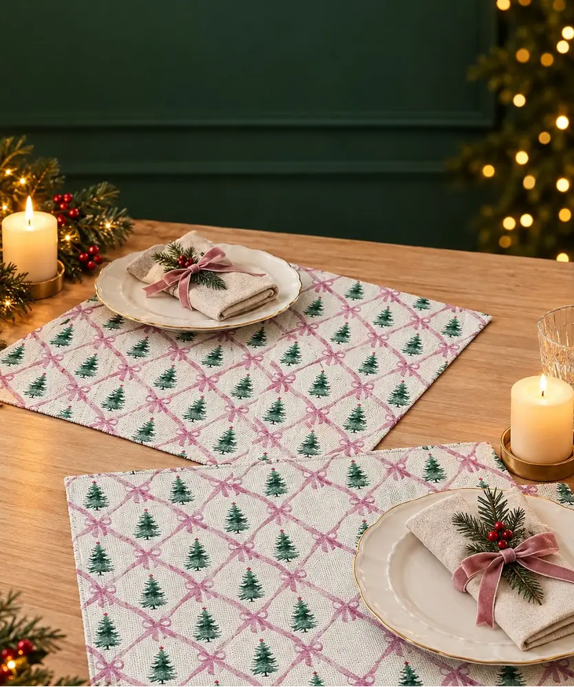 Platzsets Weihnachten, weiß/rot
