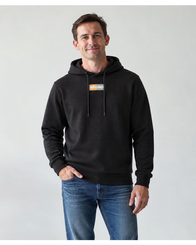 Sweatshirt with logo print for men, black — KiK, authentic German product in Morocco