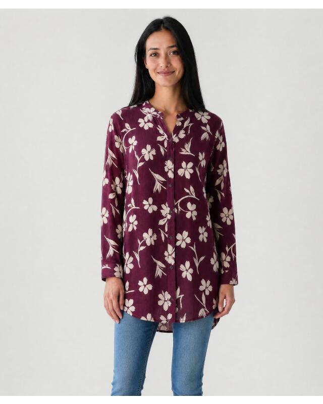 Blouse for women, red printed — KiK, authentic German product in Morocco