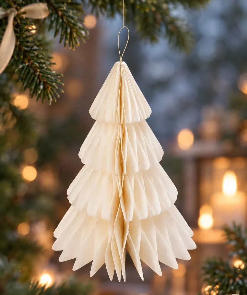 Deko-Papiertanne Weihnachten, offwhite