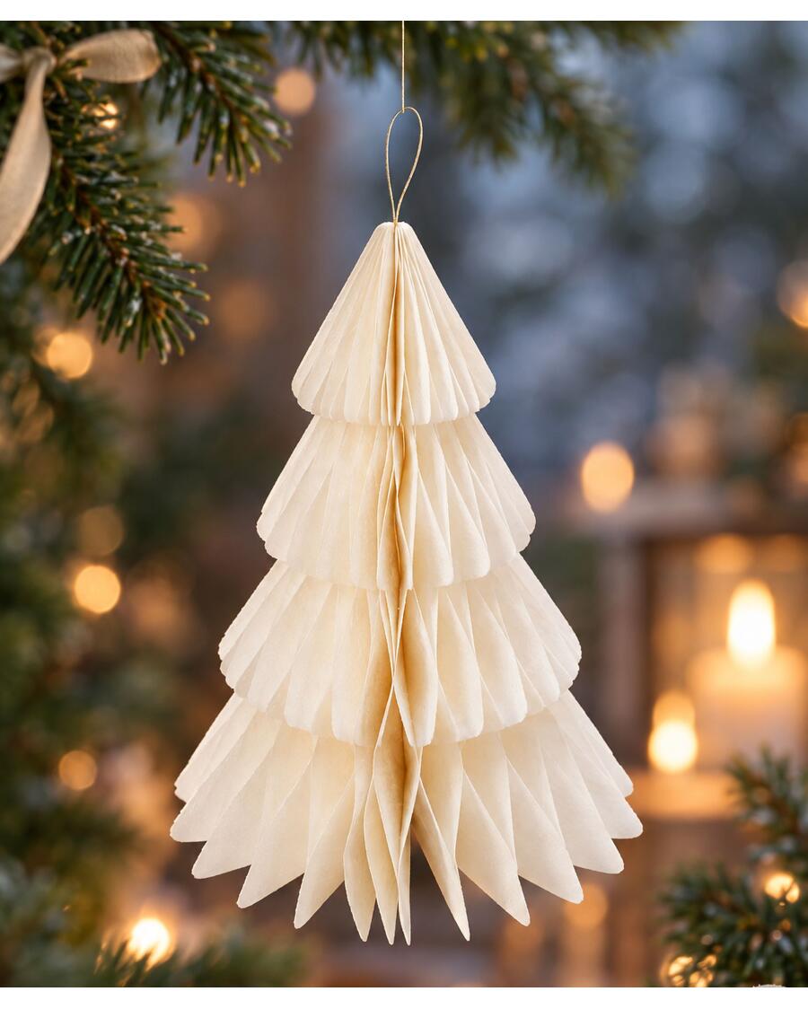 Deko-Papiertanne Weihnachten, offwhite