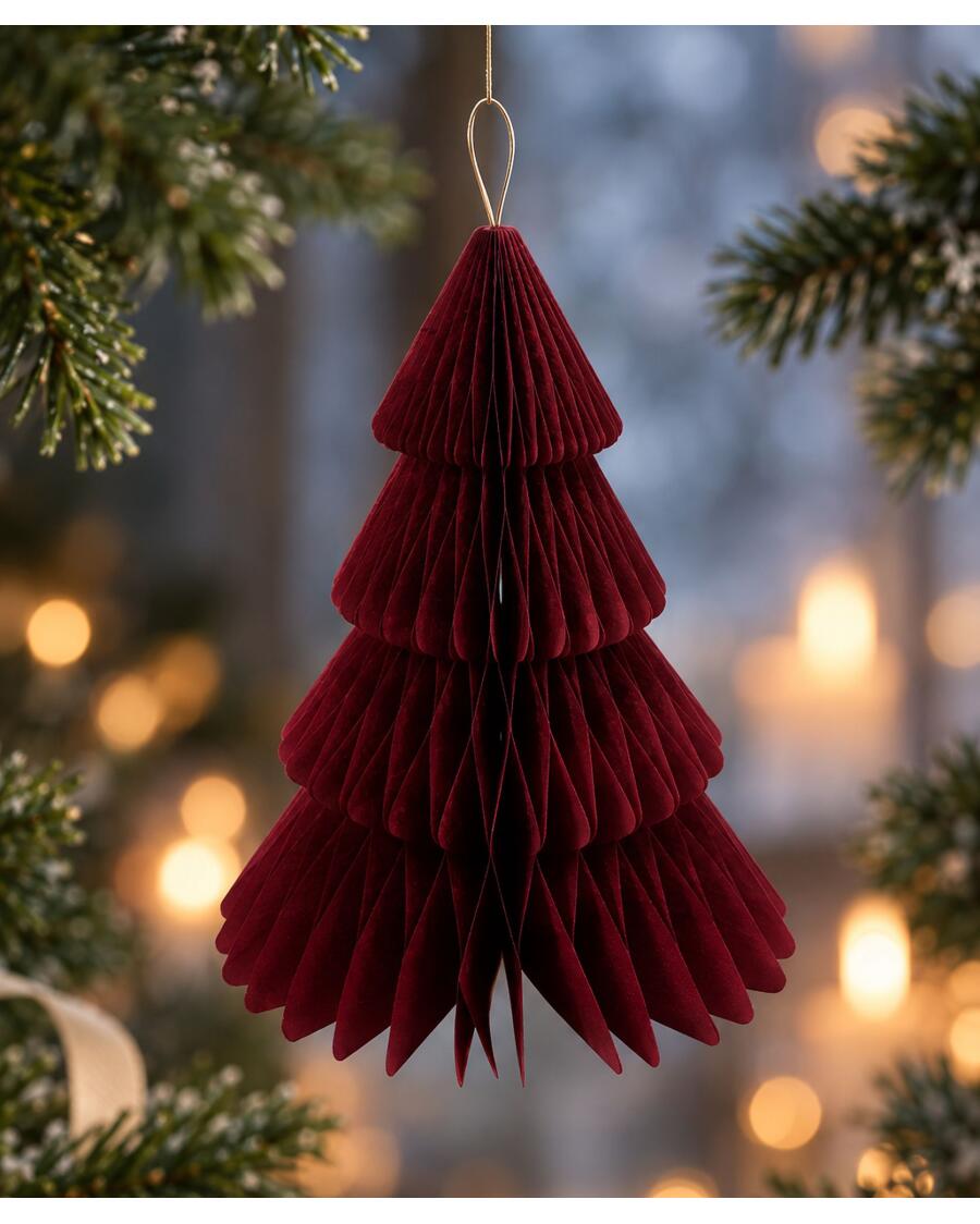 Deko-Papiertanne Weihnachten, dunkelrot
