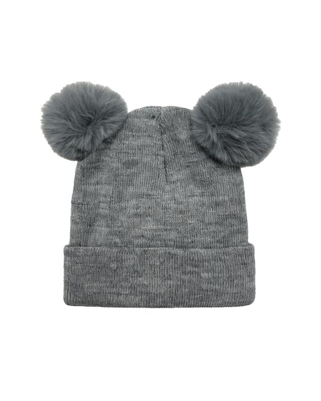 Bobble hat for girls, light grey (KiK Mütze mit Bommel (hellgrau)) — KiK, authentic German product in Morocco