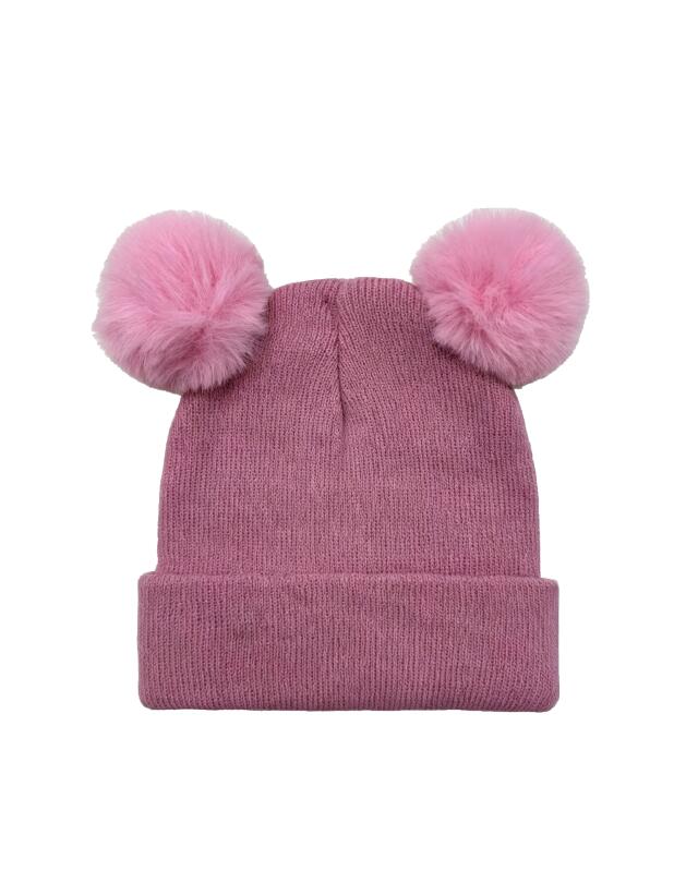 قبعة صوفية ببومبون للبنات، وردي (KiK Mütze mit Bommel (rosa)) — KiK, منتج ألماني أصلي في المغرب