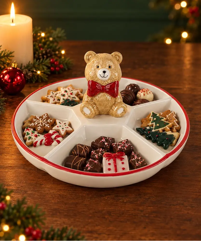 Servierplatte Weihnachten, weiß/braun